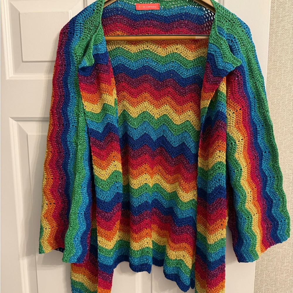 Vibrant Rainbow Chevron Women's Cardigan